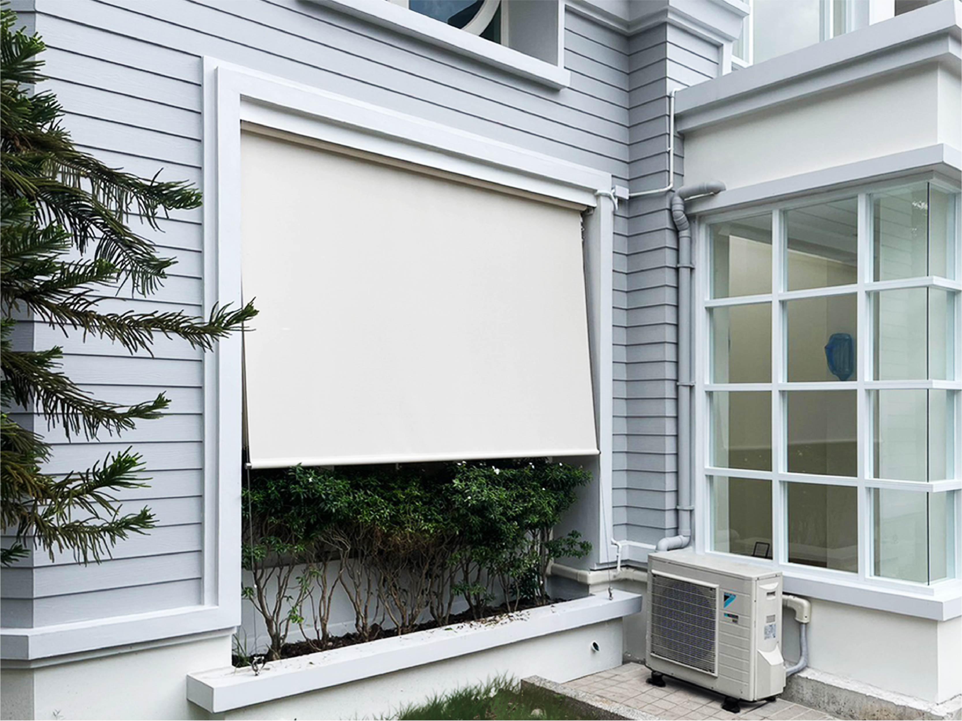 ม่านม้วนไฟฟ้า และ กันสาดม้วนไฟฟ้า (Motorized Roller Blind & Retractable Awning)