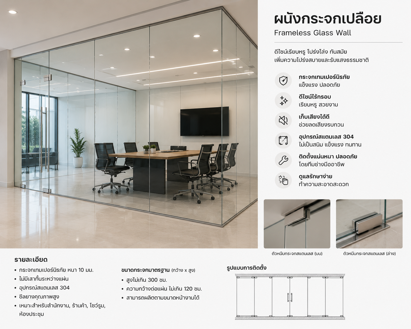 ผนังกระจกเปลือย (Frameless Glass Wall)